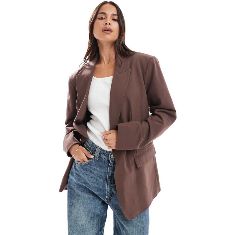 ASOS DESIGN tailored oversized blazer in brown-Black