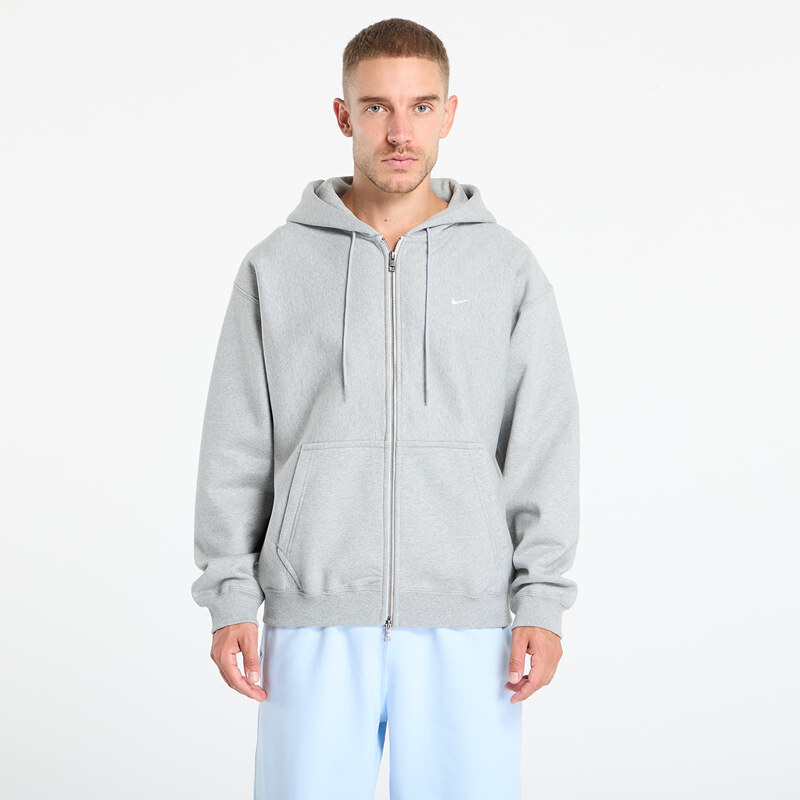 Mikina Nike Solo Swoosh Mens Full-Zip Fleece Hoodie Dk Grey