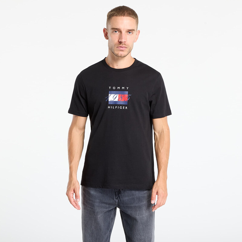 Tričko Tommy Hilfiger Linear Flag Graphic Tee Black M