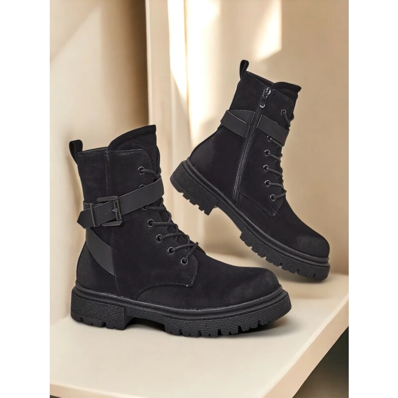 Resti Black womens worker-style ankle boots Miros
