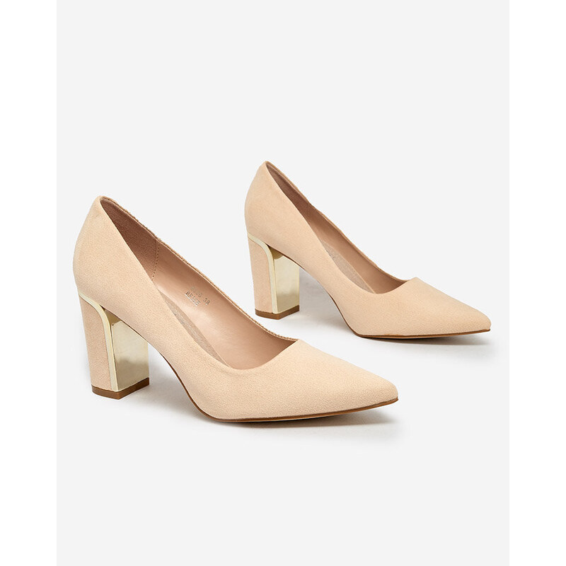 Resti Beige womens eco suede post pumps Afrogosa