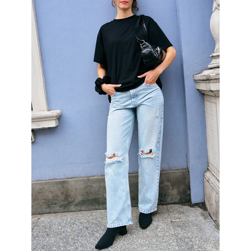 Sinsay - Džíny wide leg - modrá 105372154