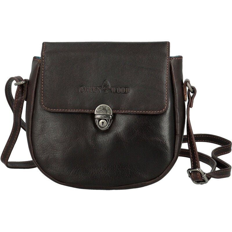 Dámská kožená crossbody kabelka tmavě hnědá - Greenwood Wika hnědá 107876637