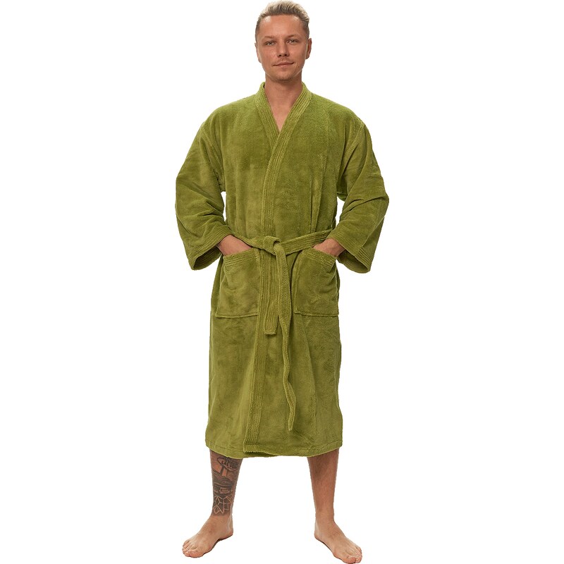 Interkontakt Pánský župan Kimono, Olivově zelená S