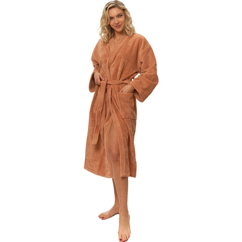 Interkontakt Dámský župan Kimono mikroplyš/bavlna, Terakotová S 107705159