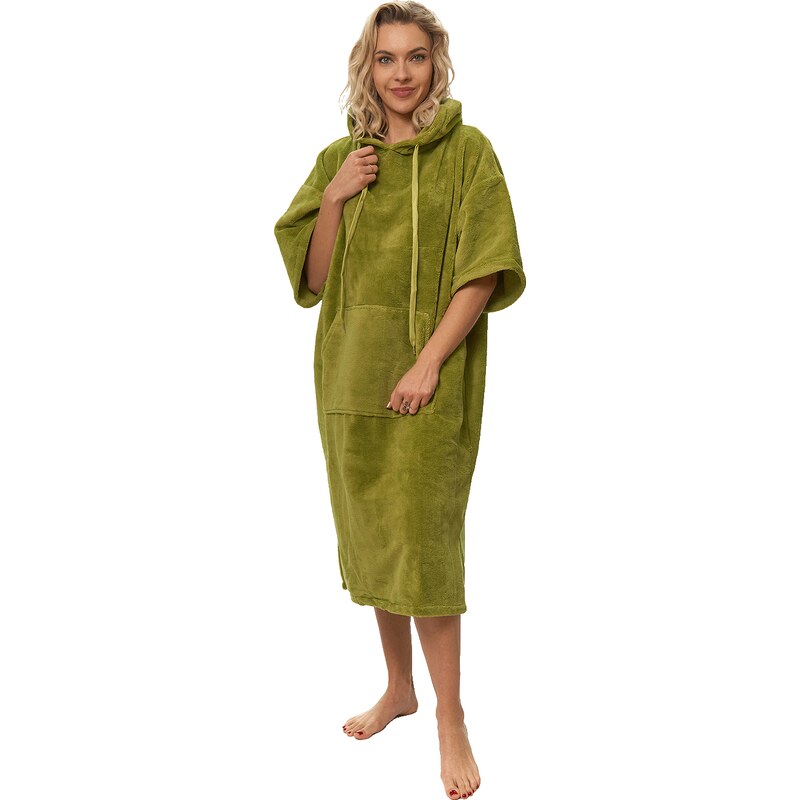 Interkontakt Dámské plážové pončo, 70 x 110 cm, Olive Green 107705181