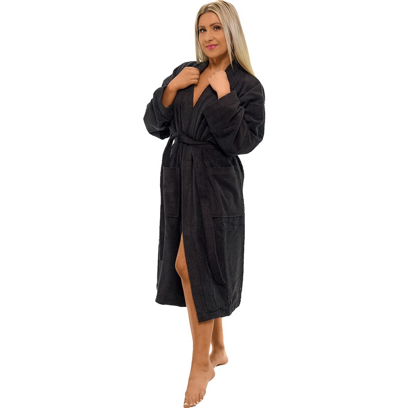 Interkontakt Dámský bavlněný župan Kimono, Hořká čokoláda S 107705241
