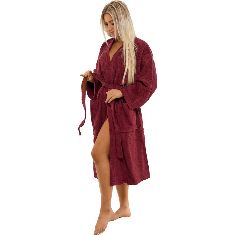 Interkontakt Dámský bavlněný župan Kimono, Vínová S 107705243