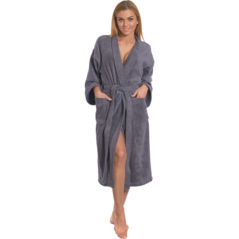 Interkontakt Dámský bavlněný župan Kimono, Tmavě šedá S