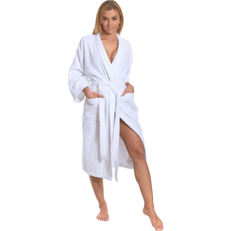 Interkontakt Dámský bavlněný župan Kimono, Bílá S
