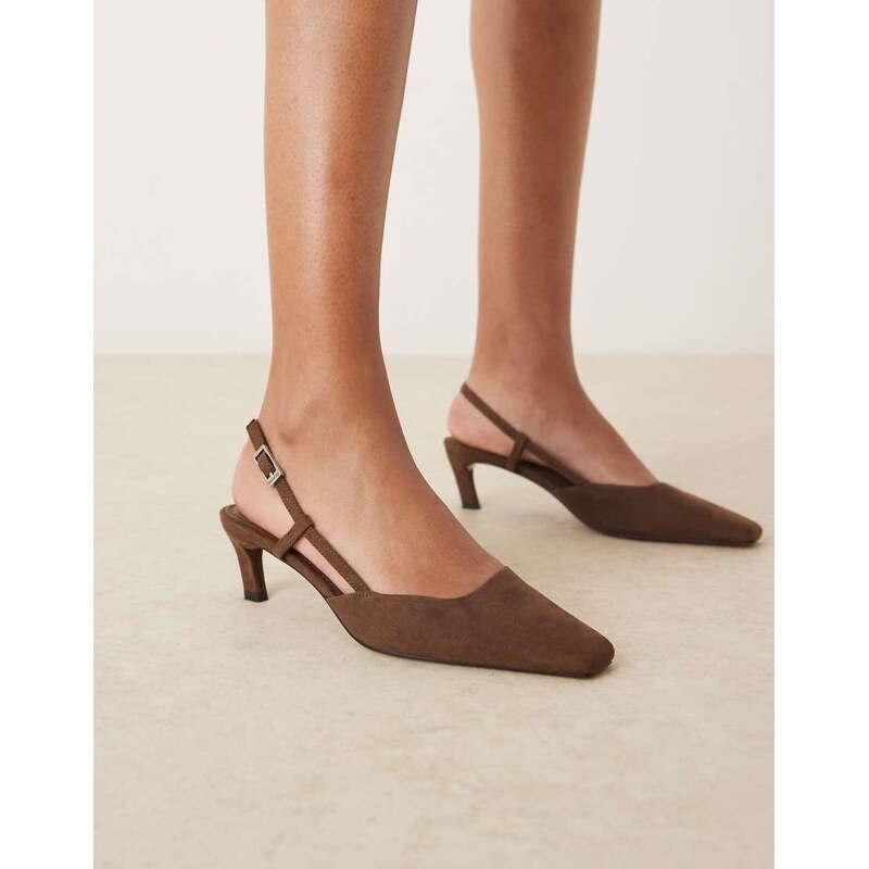 ASOS DESIGN Shadow chisel toe slingback mid heel shoes in