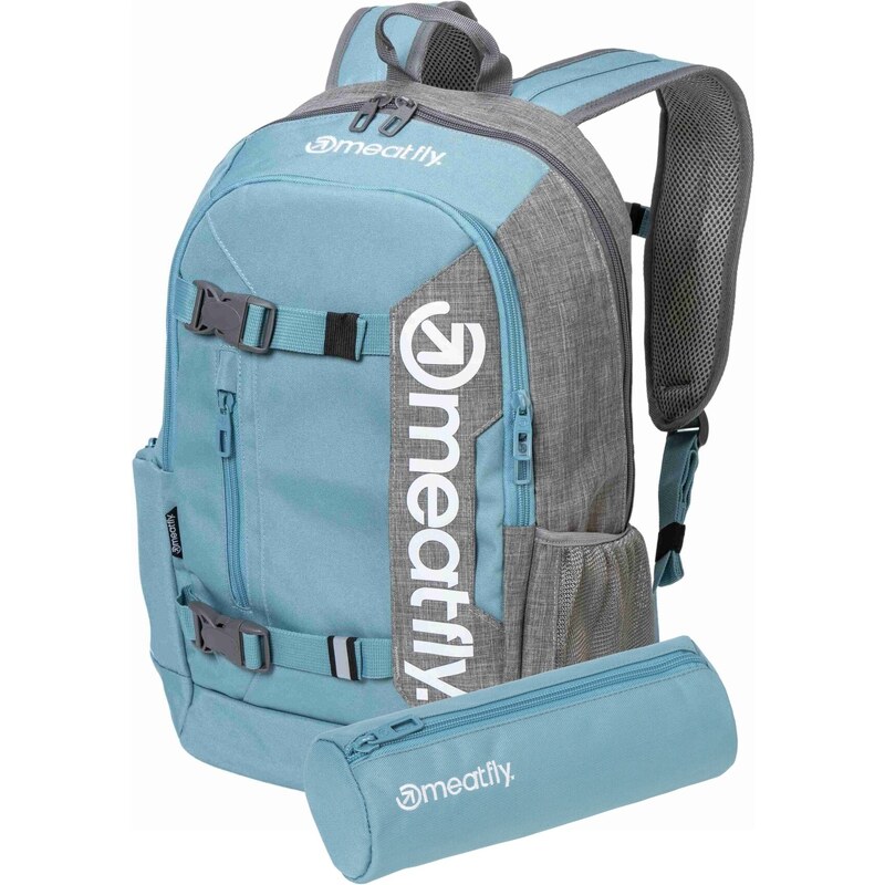 Meatfly batoh Basejumper Grey Heather / Aqua 22 L + PENÁL ZDARMA