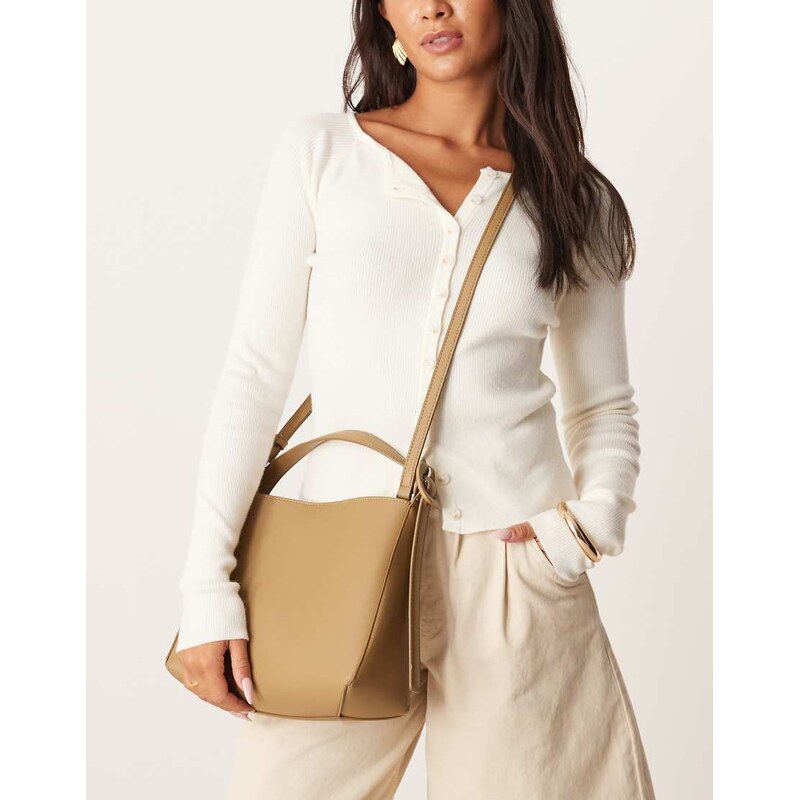 Mango faux leather cross body bag in caramel-Brown 107829735