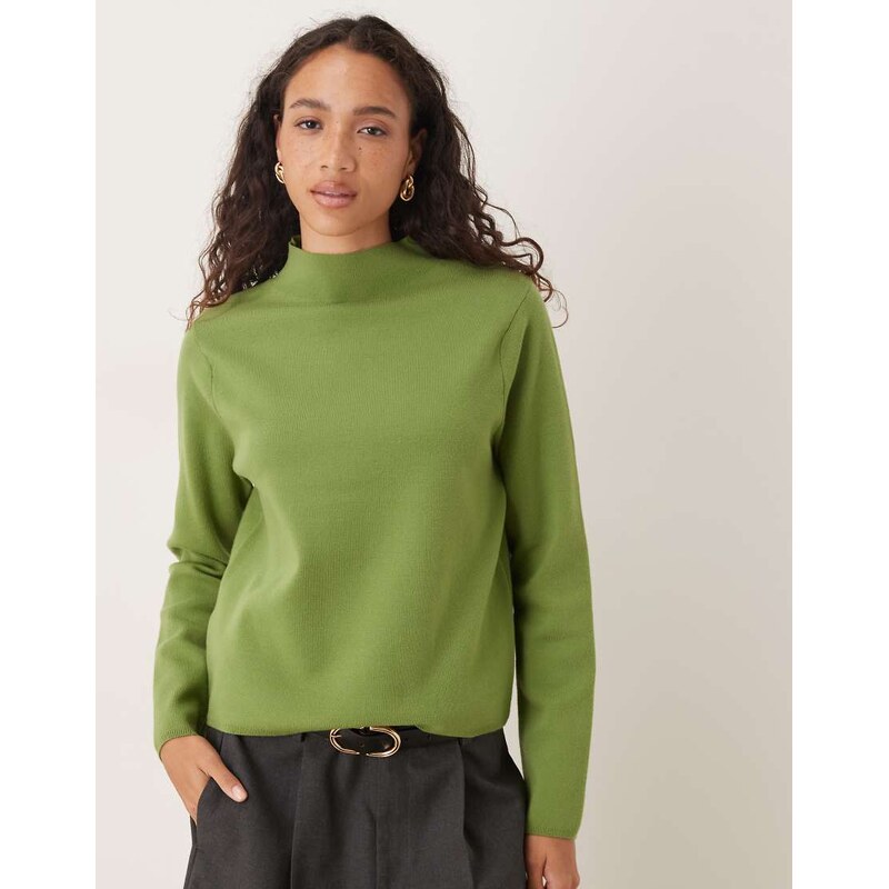 Mango mock neck jumper in green