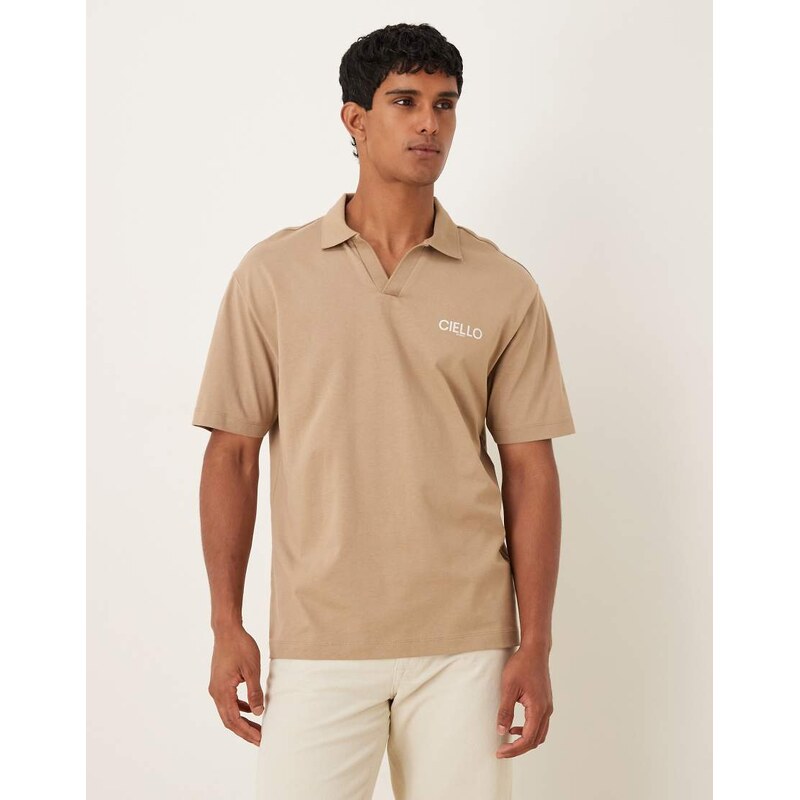 ASOS DESIGN heavyweight 240g relaxed fit polo shirt with print