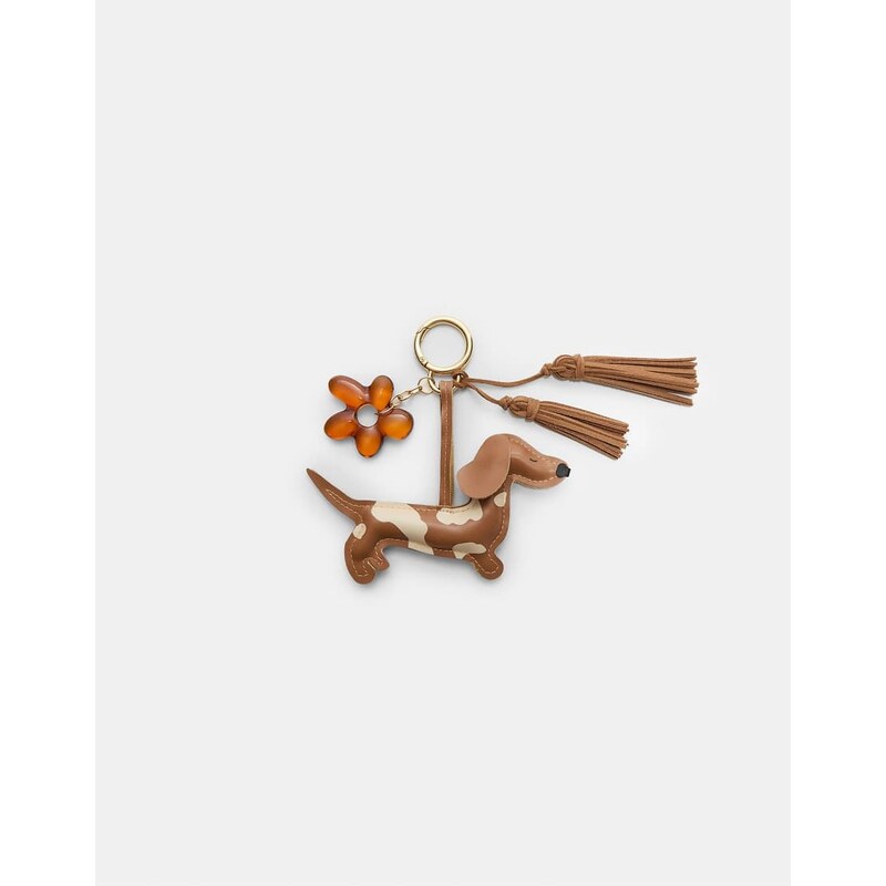 Stradivarius Dog and flower charm keyring in brown 107829797