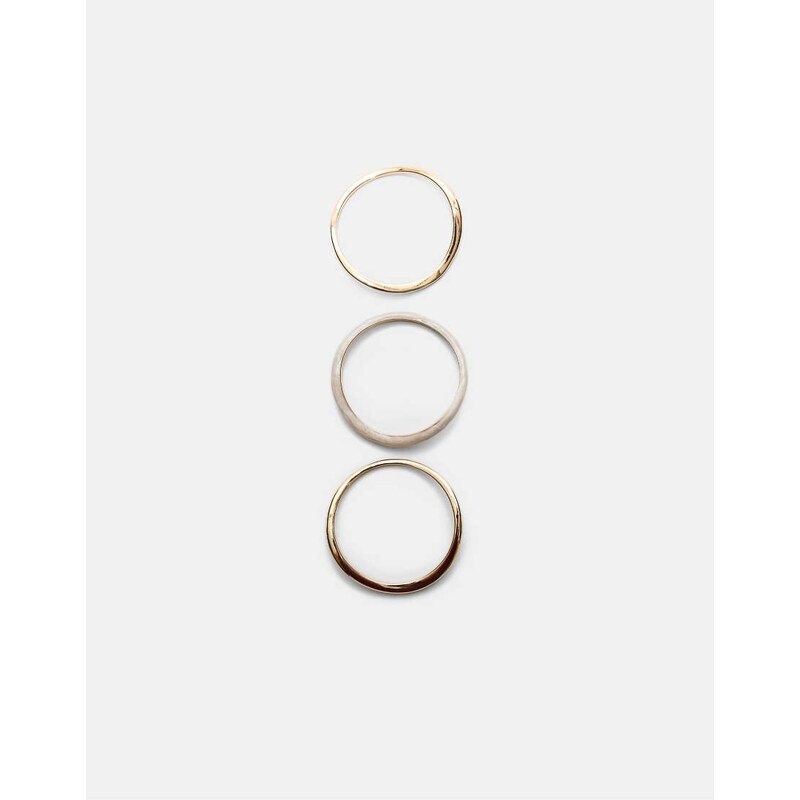 Stradivarius Set of 3 enamelled rigid bangles in gold-Yellow