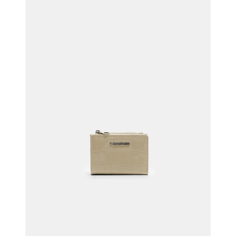 Stradivarius Mock croc purse wallet in ecru-White 107829835