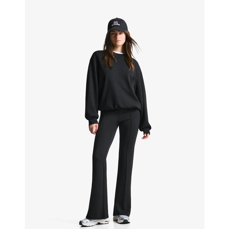 Bershka Modal flare trousers in black