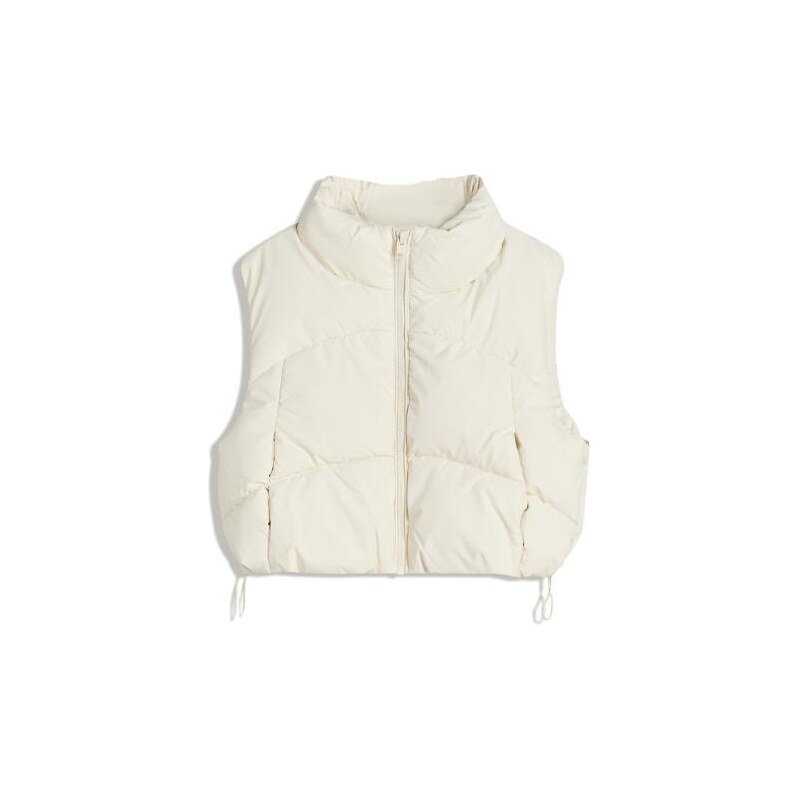 Bershka Cropped puffer gilet in white