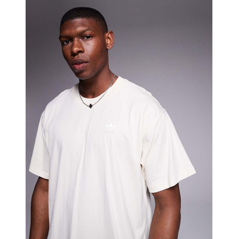 adidas Originals Trefoil Essentials t-shirt in cream-White