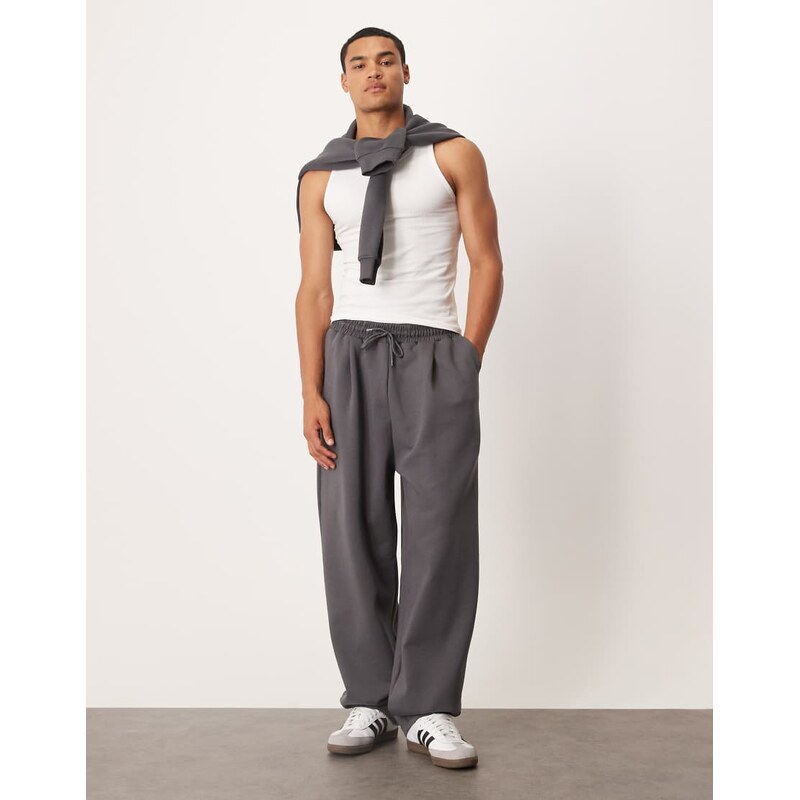 ASOS DESIGN premium heavyweight wide leg joggers in 400gsms in