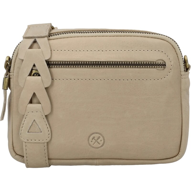 Hide & Stitches Béžová kožená crossbody kabelka Molly