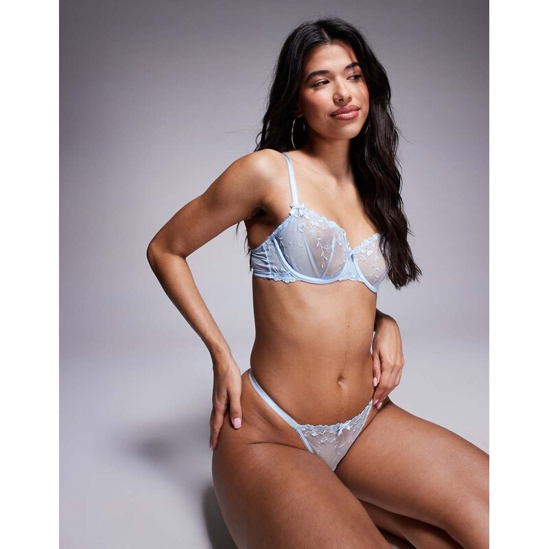 Boux Avenue Annabella co-ord balconette bra in light blue 107831984