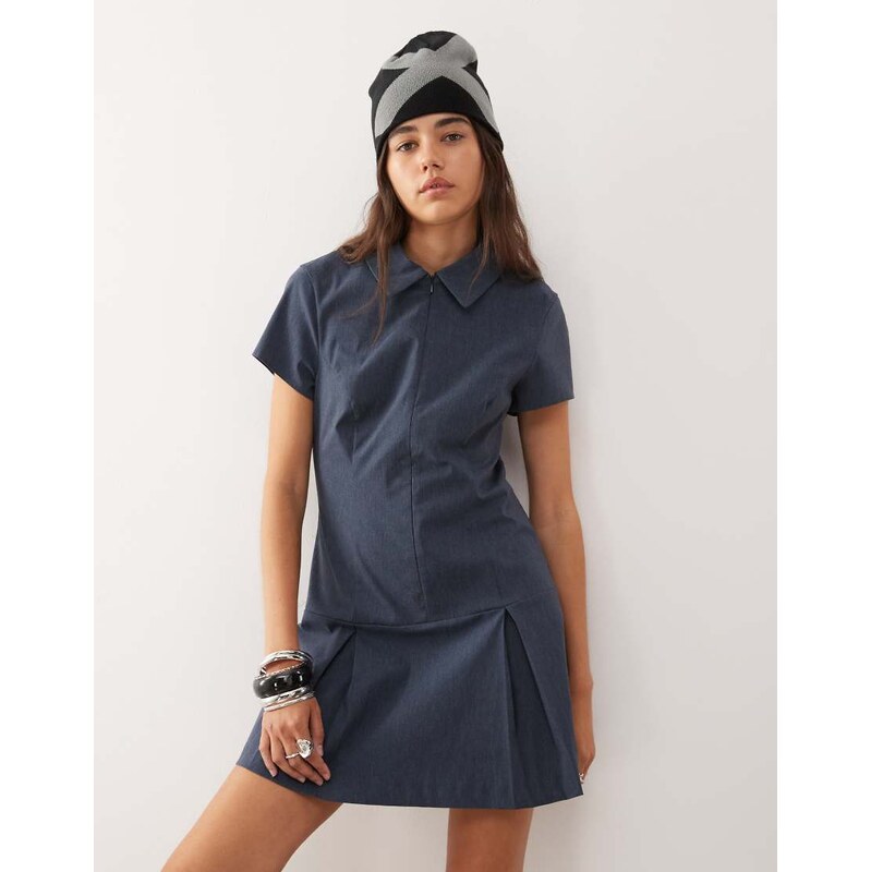 COLLUSION bengaline tailored fitted dress in navy 107832023