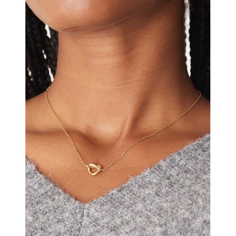 ASOS DESIGN waterproof stainless steel necklace with knot pendant in 107836271