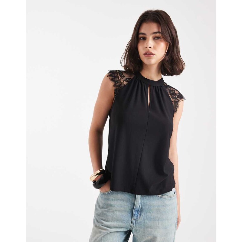 Vero Moda sleeveless lace top in black 107832027
