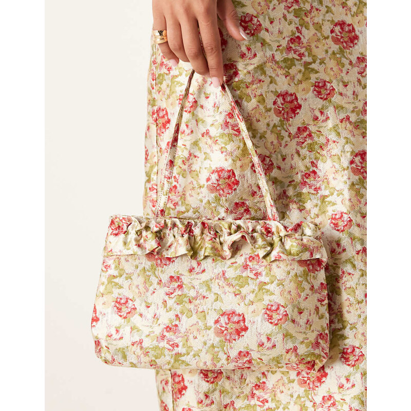 Dream Sister Jane jacquard frill detail bag in floral print-Multi 107832112