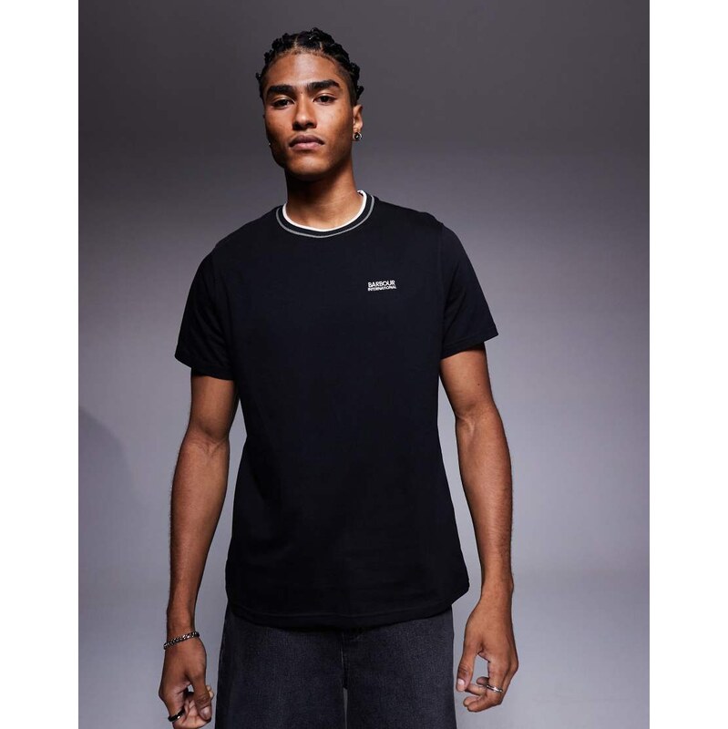Barbour International buxton tipped t-shirt in black 108415659