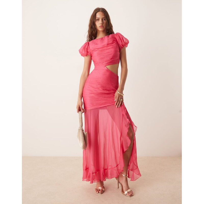 ASOS DESIGN ruched bodice cut out dropped waist maxi dress in