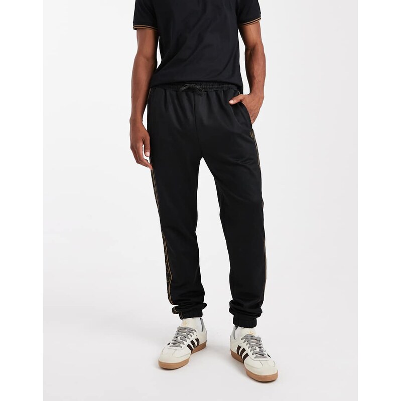 Fred Perry tape joggers in black