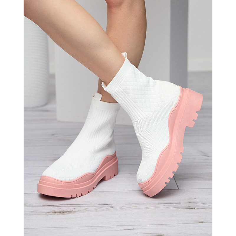 Resti White and pink womens flat-heeled boots Seritis - Footwear 107838850
