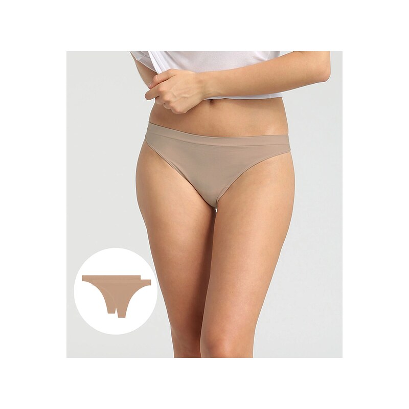 DIM SEAMLESS THONG 2x - Womens Seamless Thong 2 pcs - Nude