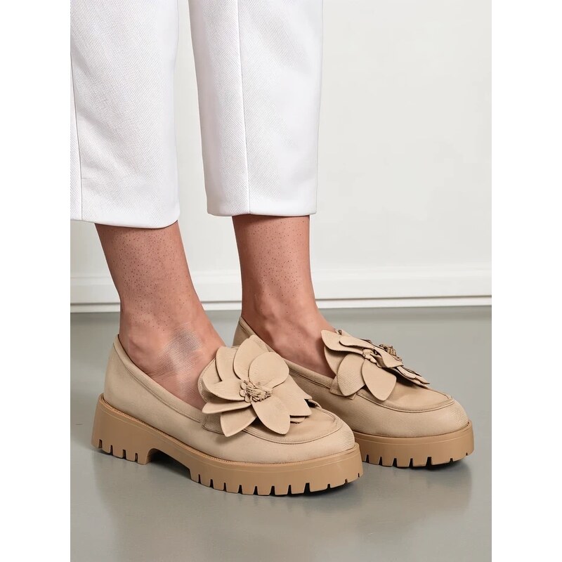 Resti Eco suede womens moccasins with Floverse flower