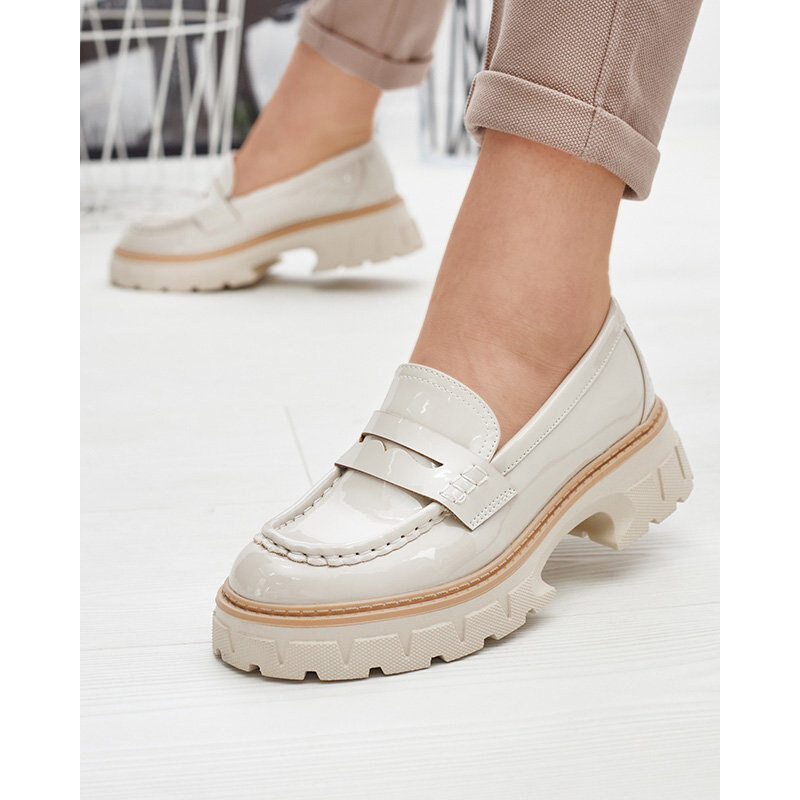 Resti Beige lacquered moccasins for women Mewira - Footwear 107853528