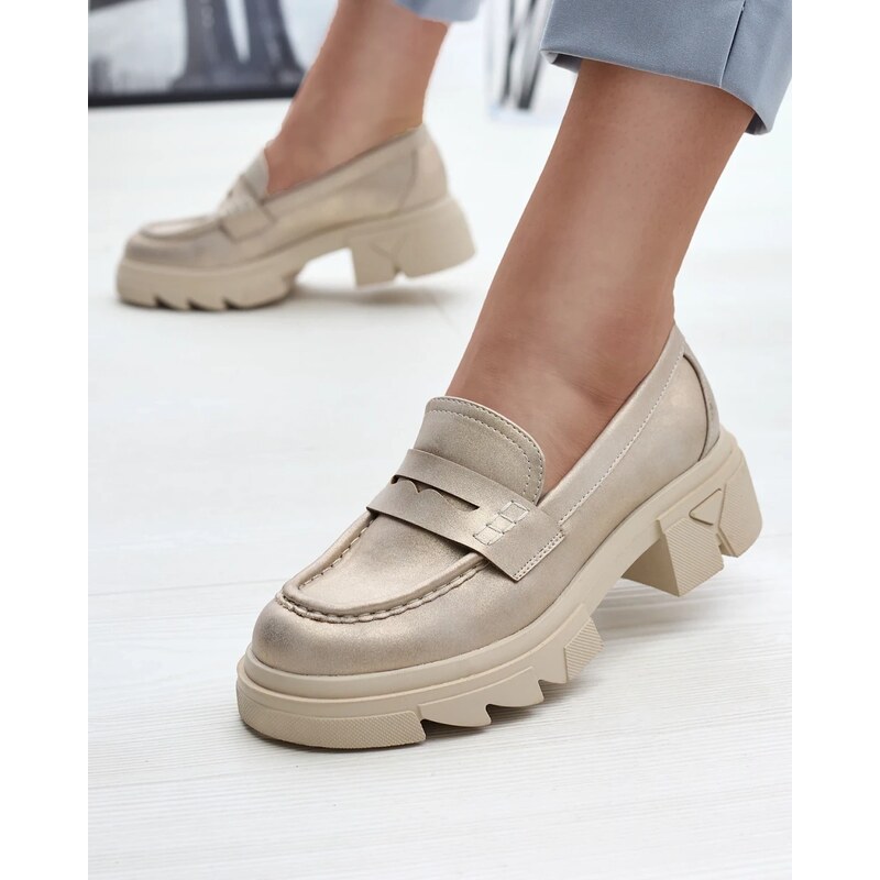 Resti Gold womens eco leather moccasins Sepop- Footwear 107853534