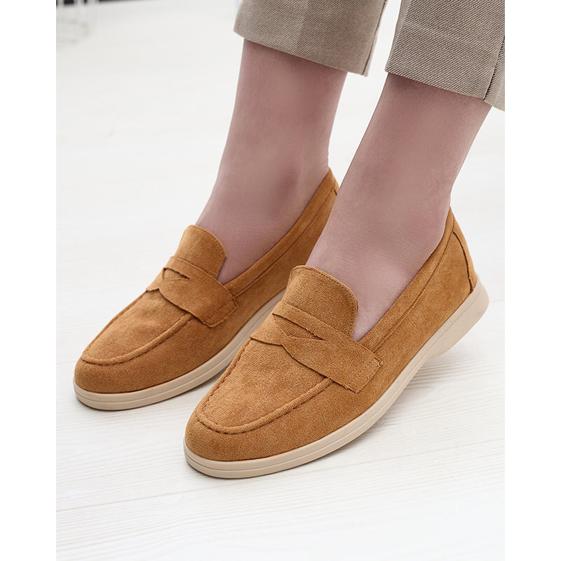 Resti Womens eco-suede moccasins in camel color Daffer- Footwear 107853539