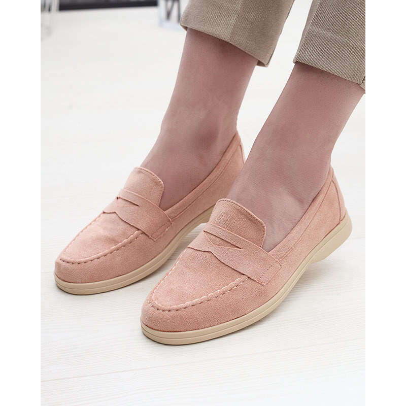 Resti Womens eco-suede moccasins in pink Daffer- Footwear 107853537