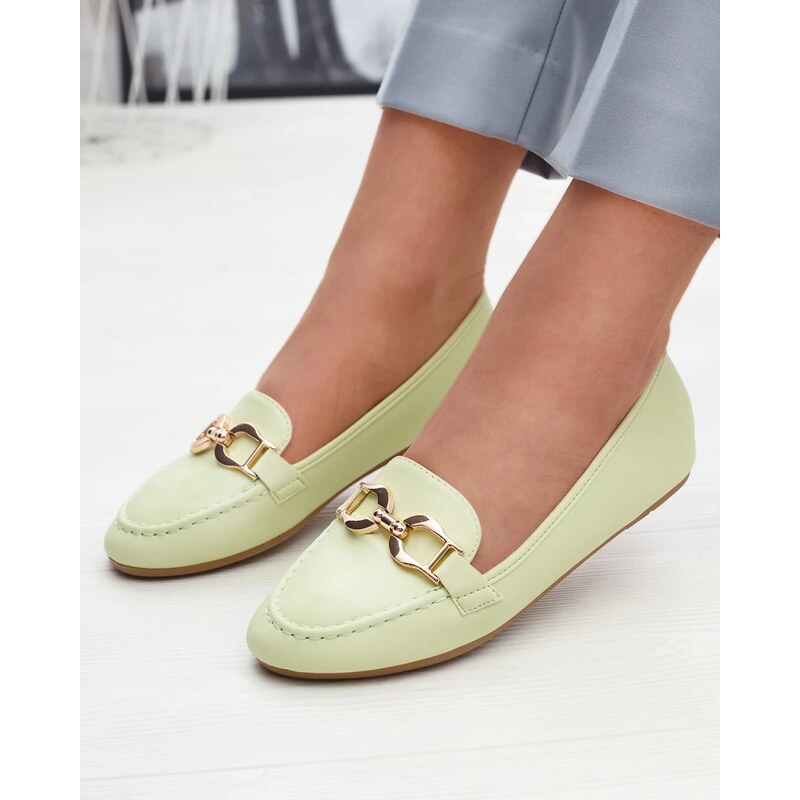 Resti Green eco-leather womens moccasins with embellishment Wiwet 107853536