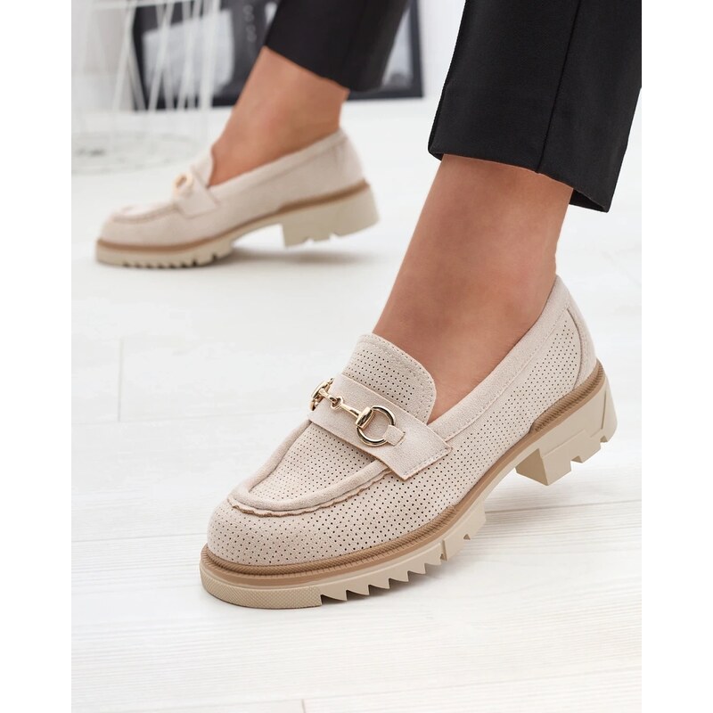 Resti Cream openwork womens moccasins with chain Imerila - Footwear 107853542