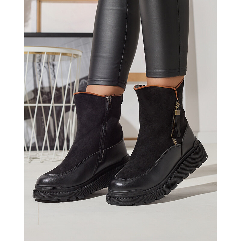 Resti Black womens flat-heeled boots Mefina- Footwear