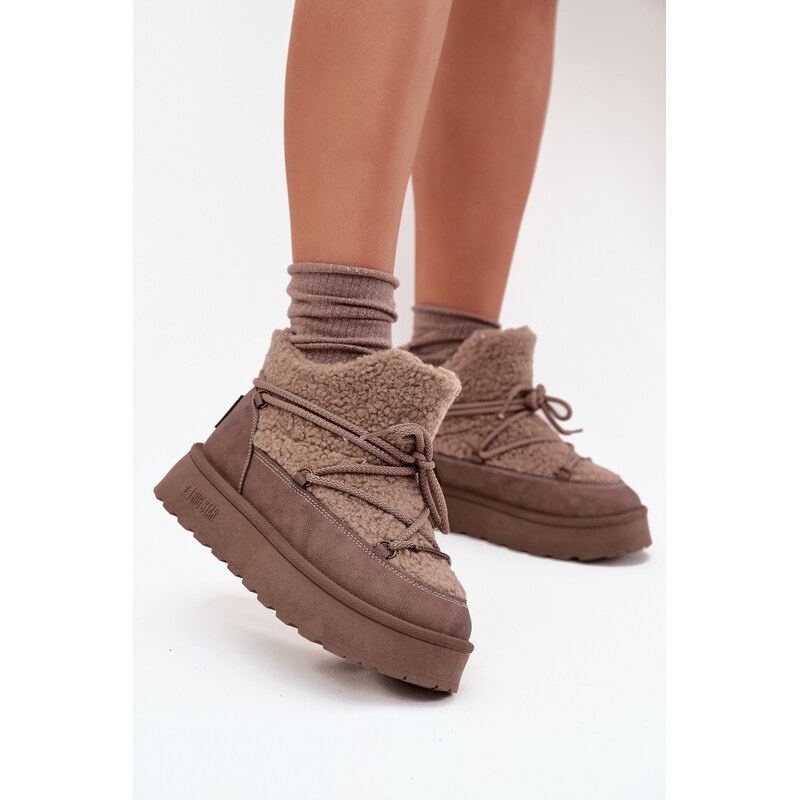 BIG STAR SHOES Dámské Sněhule Na Platformě S Kožíškem Typu Beránek 107952140