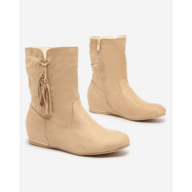 Resti Beige eco-suede boots with a hidden anchor Lovely