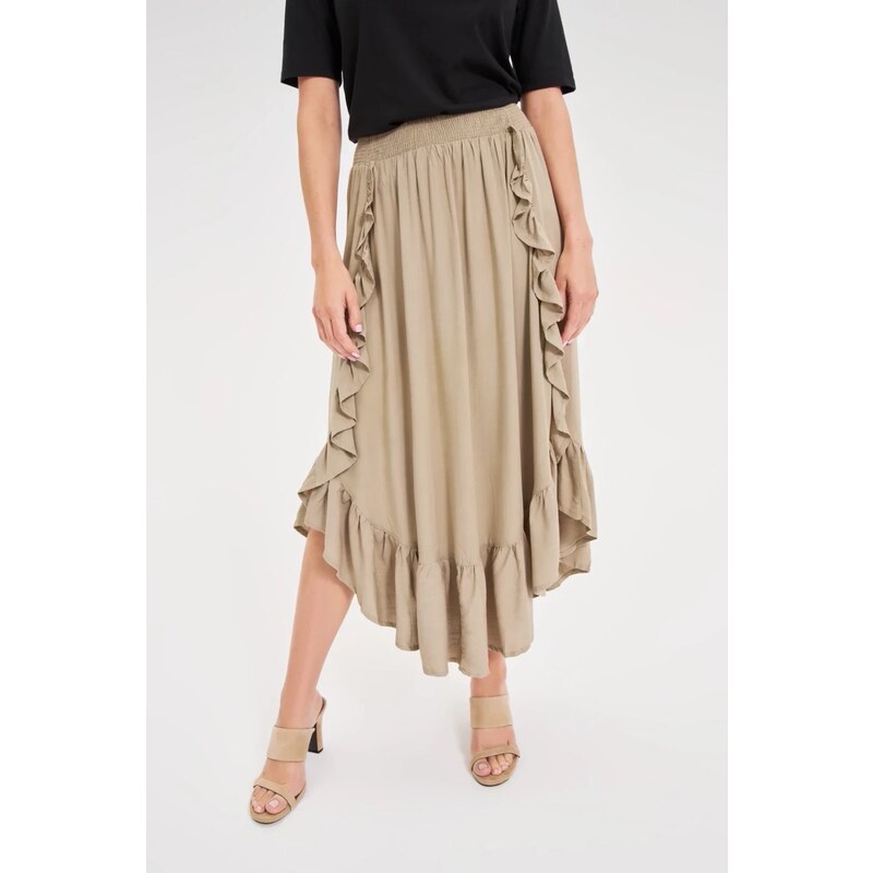 Marisse Olive Ruffle Skirt 107855648