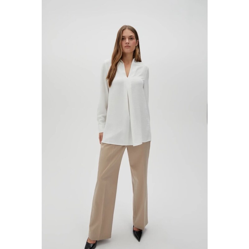 Marisse Womens Shirt L-Ko-4608 Off White