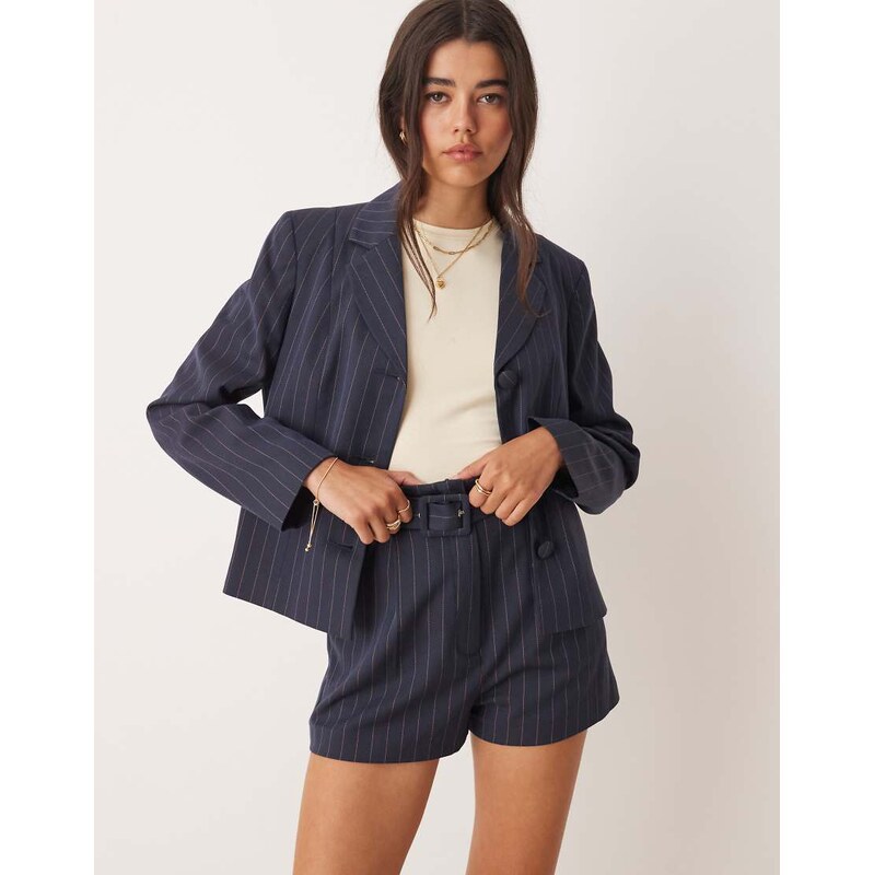 Miss Selfridge tailored pinstripe short co-ord in navy 107859479